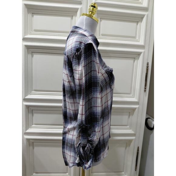 Womens flannel soft size small black and white blue burgundy - Picture 2 of 6